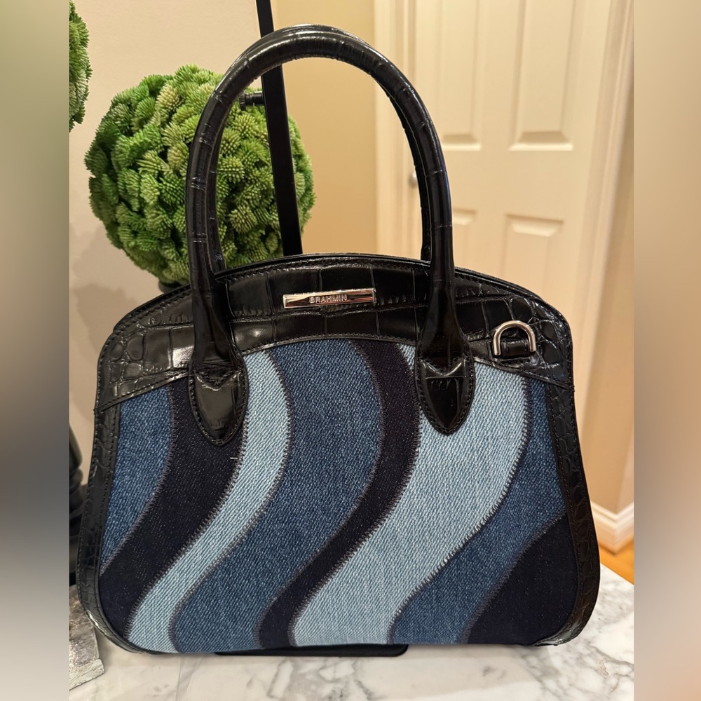 Brahmin - Rosetta Retro Blue Lismore - Denim & Leather Design - NWT